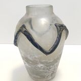 Iridiscent Transparent and Black Scavo Glass Vase attr. to Cenedese, Italy