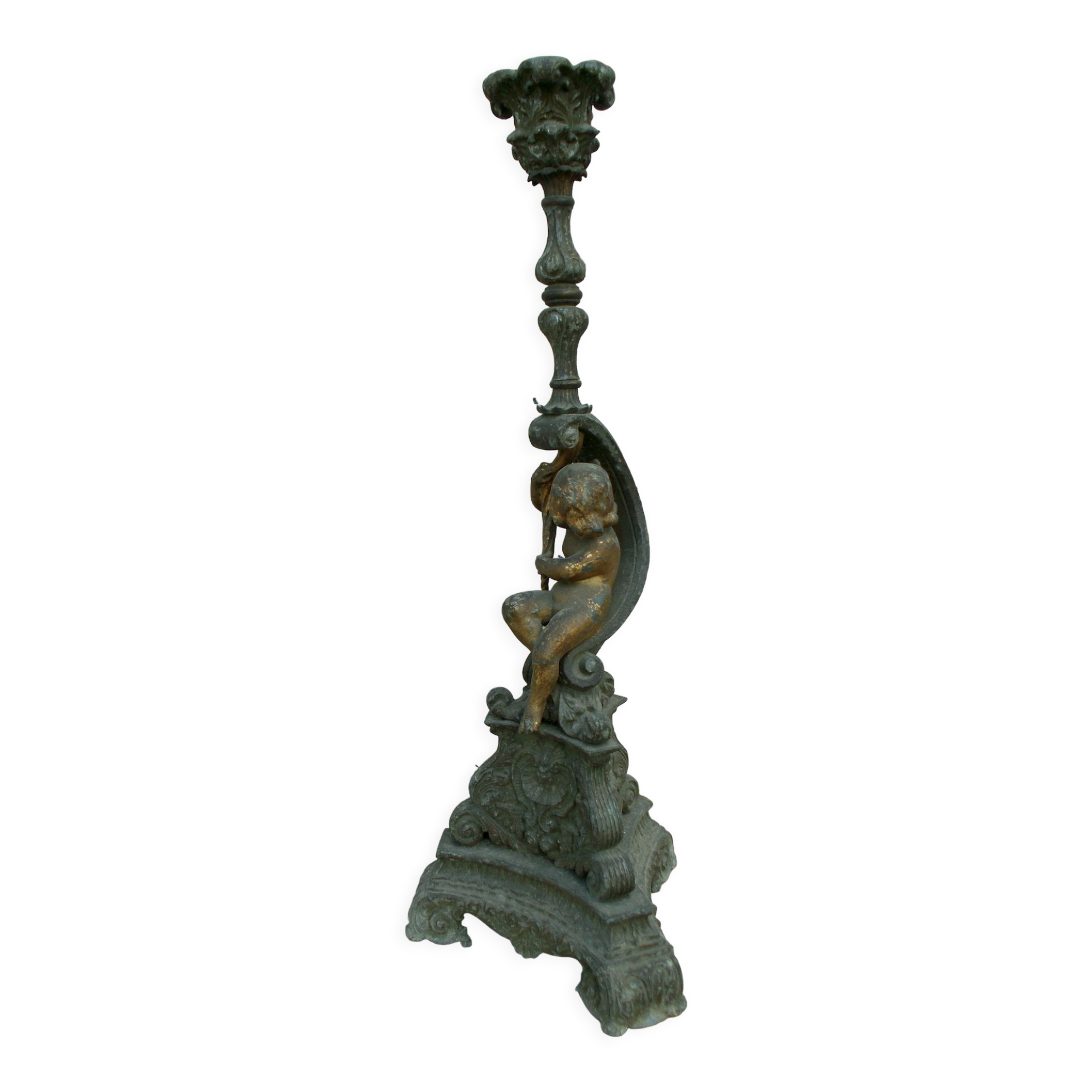 Bougeoir ancien putto regule