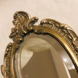 19th-style louis XV gilded bronze beveled hand mirror
