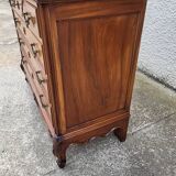 4 drawer chest of drawers in walnut with red marble top from the 19th century