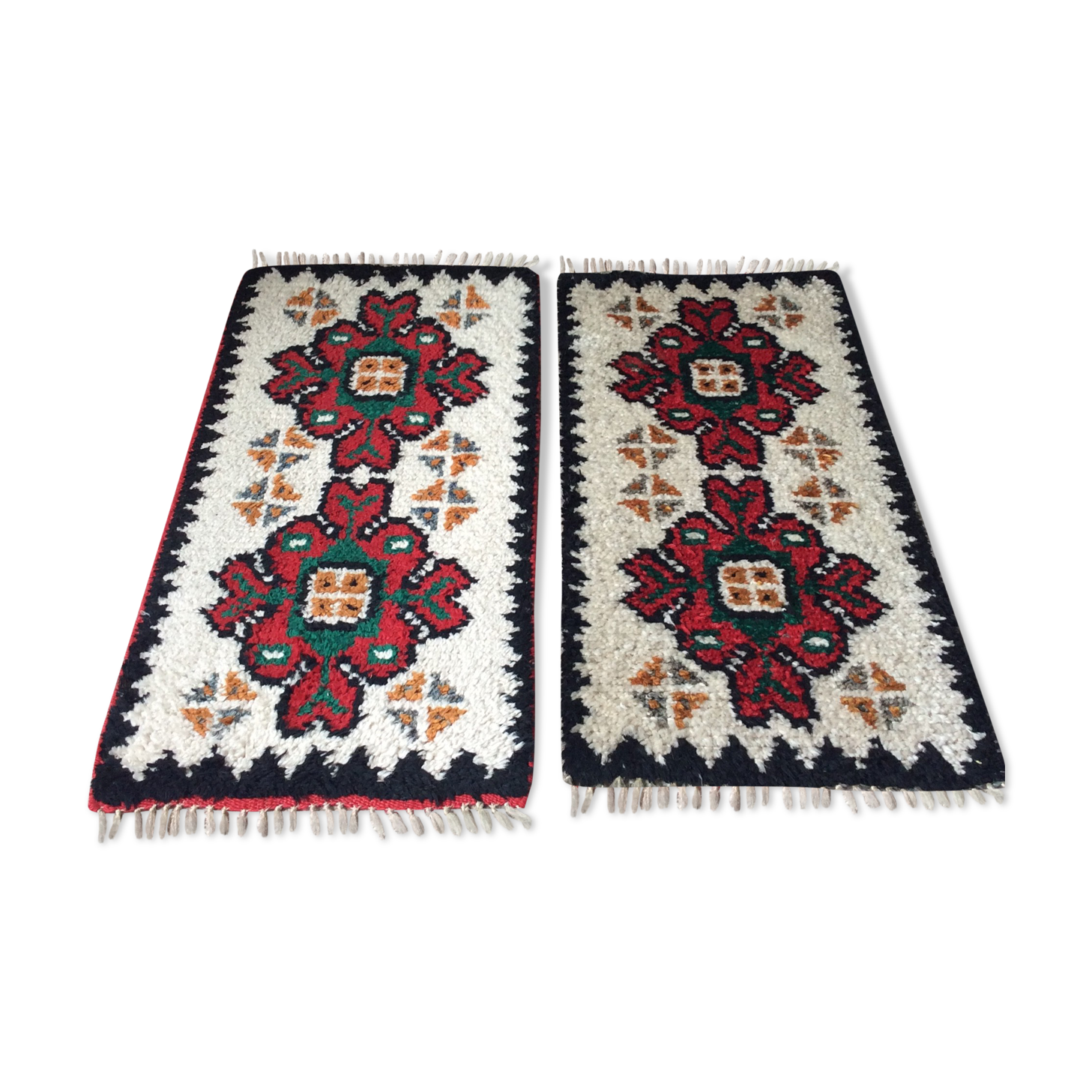 Pair of bohemian wool rugs from the 60s and 70s