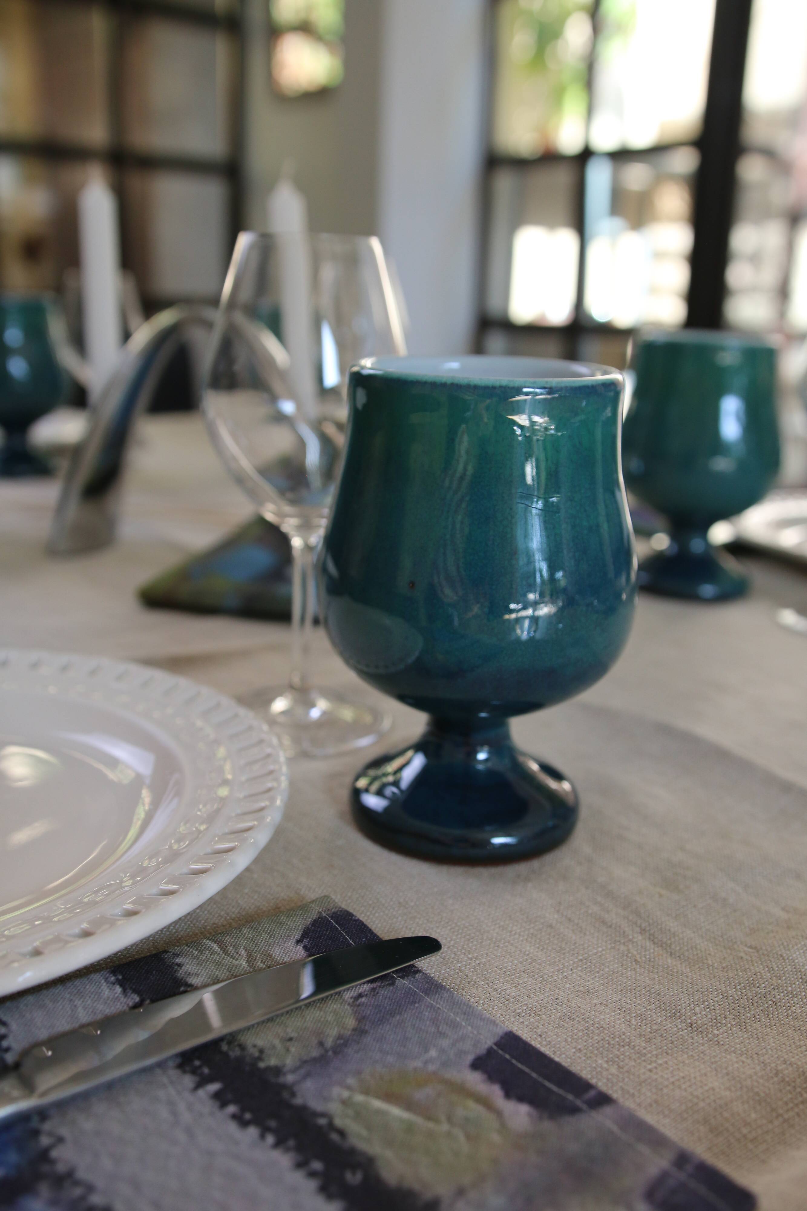 Ceramic Chalice-Glass-Vase Footed by Antonio Lampecco, several available