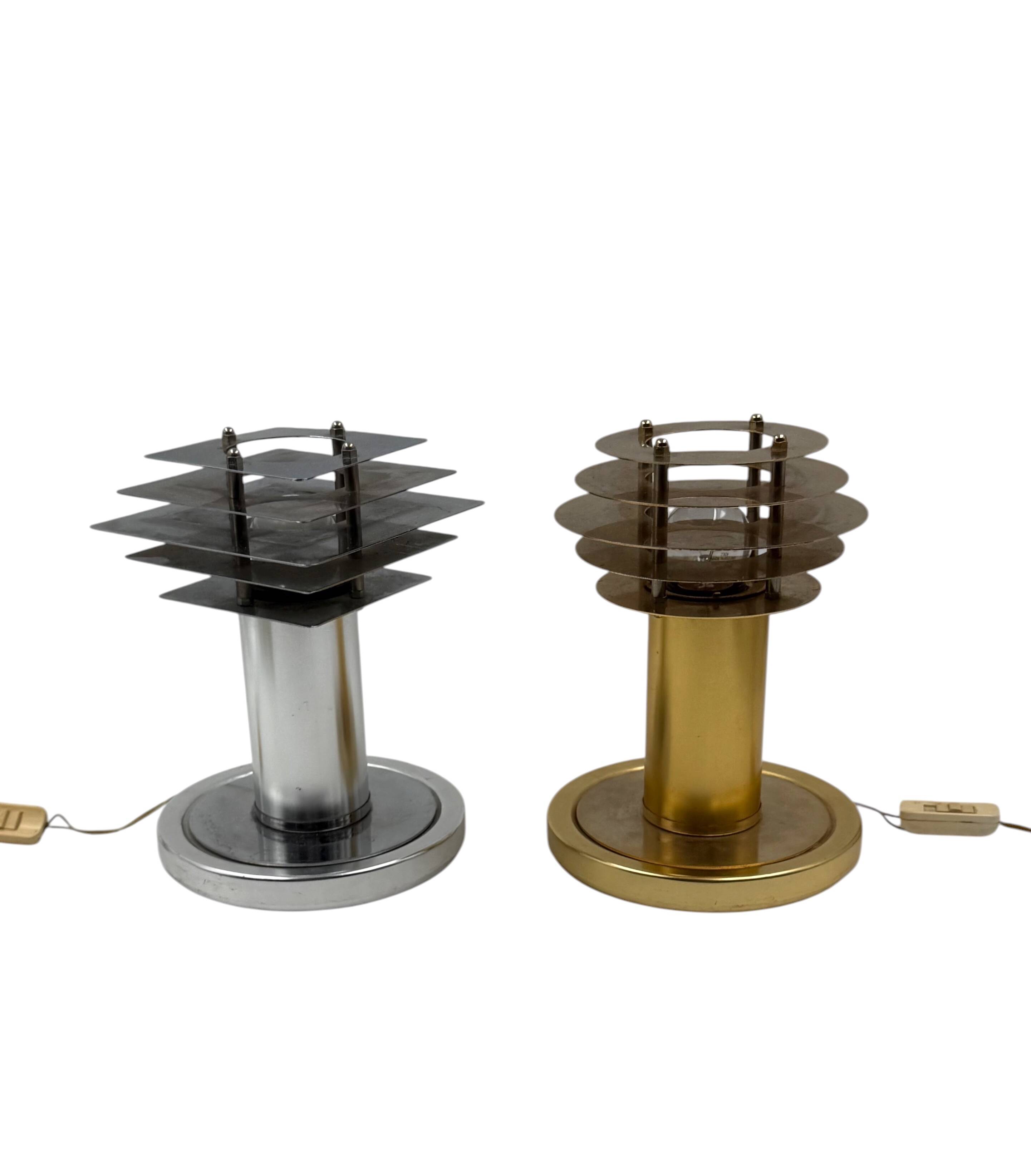 Space age set of 2 table lamps, Italy 1970s