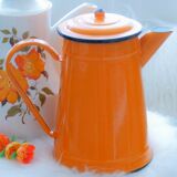 Old orange enamel coffee maker