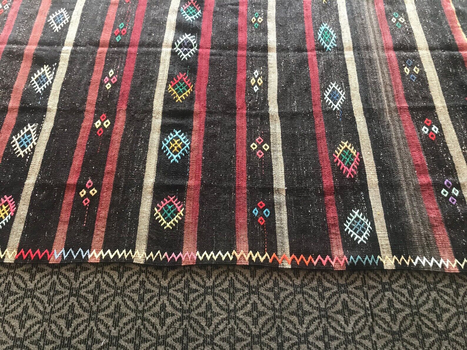 Vintage colorful rug, traditional handmade kilim 290 x 206 cm