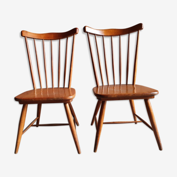 Paire de chaises bistrot Baumann Menuet année 1960 Vintage