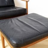 Arne Vodder Lounge Chair & Ottomane FD 164 for France & Søn