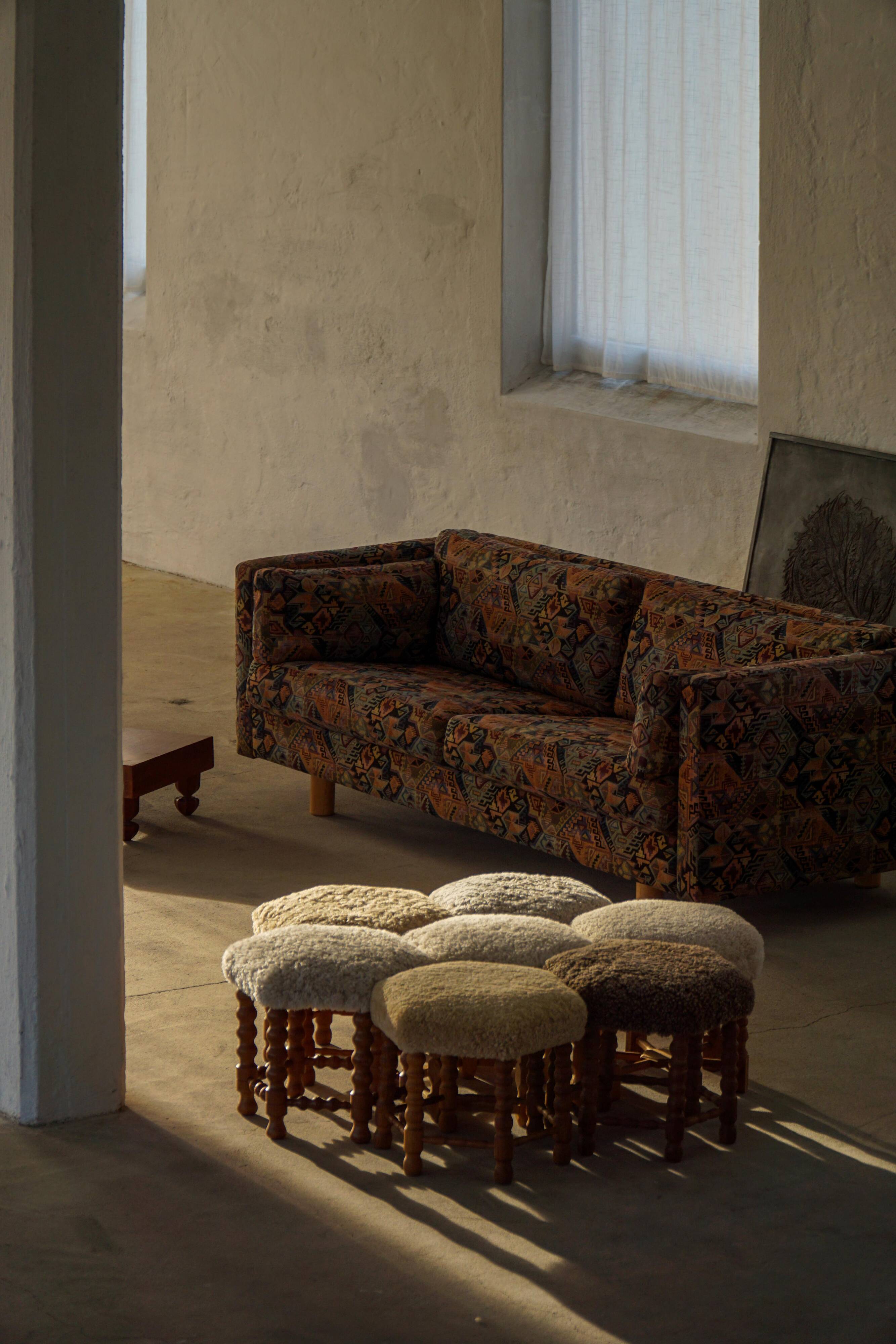 Modern Danish canapé with vintage patterned fabric by Søren Lund, 1970s.