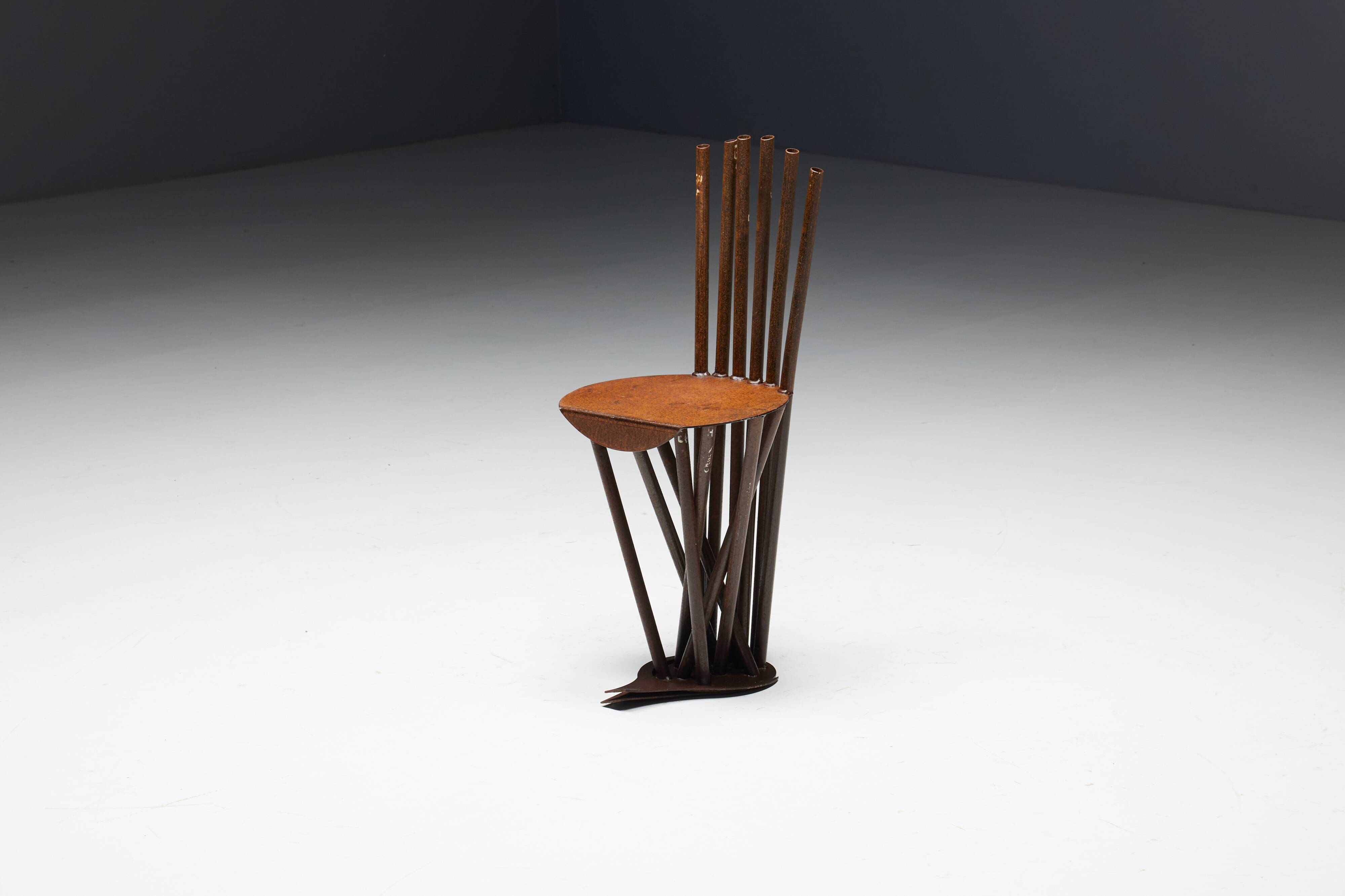 Industrial Wabi Sabi Primitive Chairs, France, 1950s