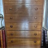 Teak veneer chest of drawers