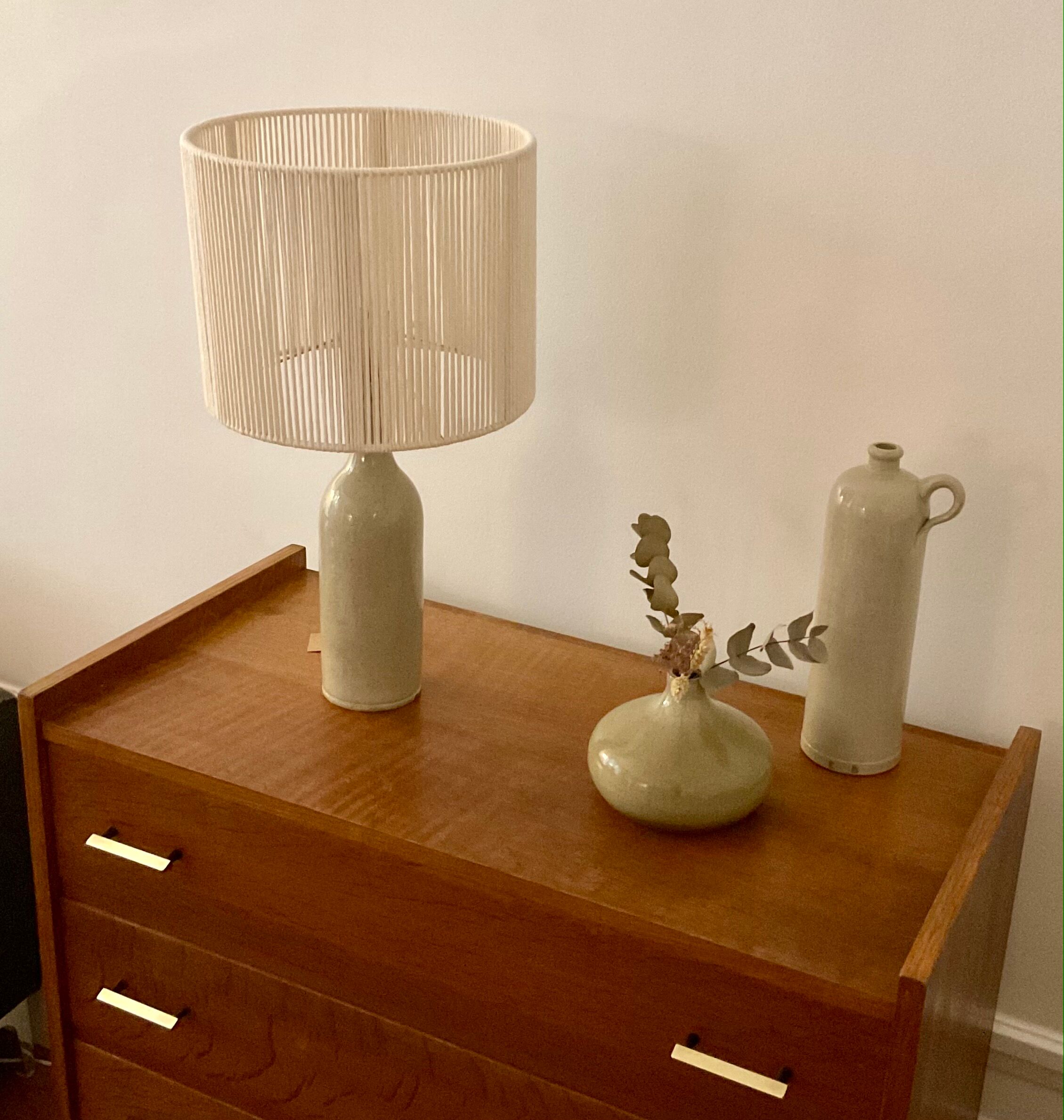 Stoneware and rope lamp