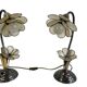 Set of 2 vintage lotus table lamps / capiz shell lamps
