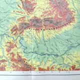 Carte ancienne  Danube Bucarest Roumanie 43x43cm de 1950