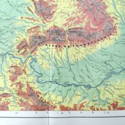 Carte ancienne  Danube Bucarest Roumanie 43x43cm de 1950