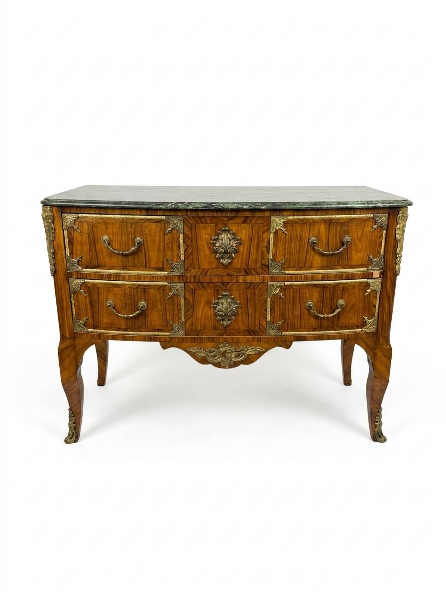 Curved Louis XV style commode in mahogany, mid-20th century.