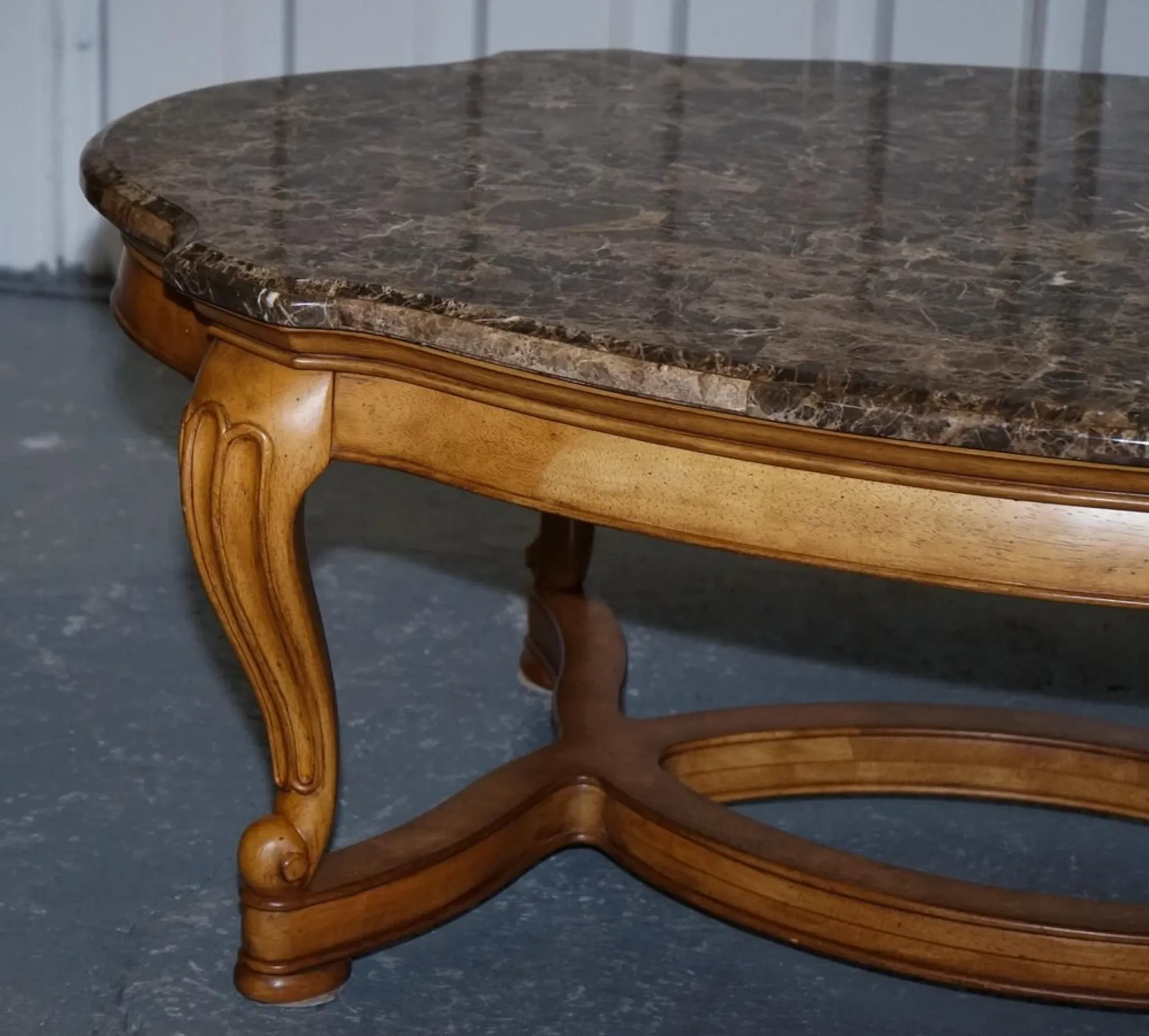 Vintage Style Coffee Table with Faux Marble Top, France