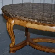 Vintage Style Coffee Table with Faux Marble Top, France
