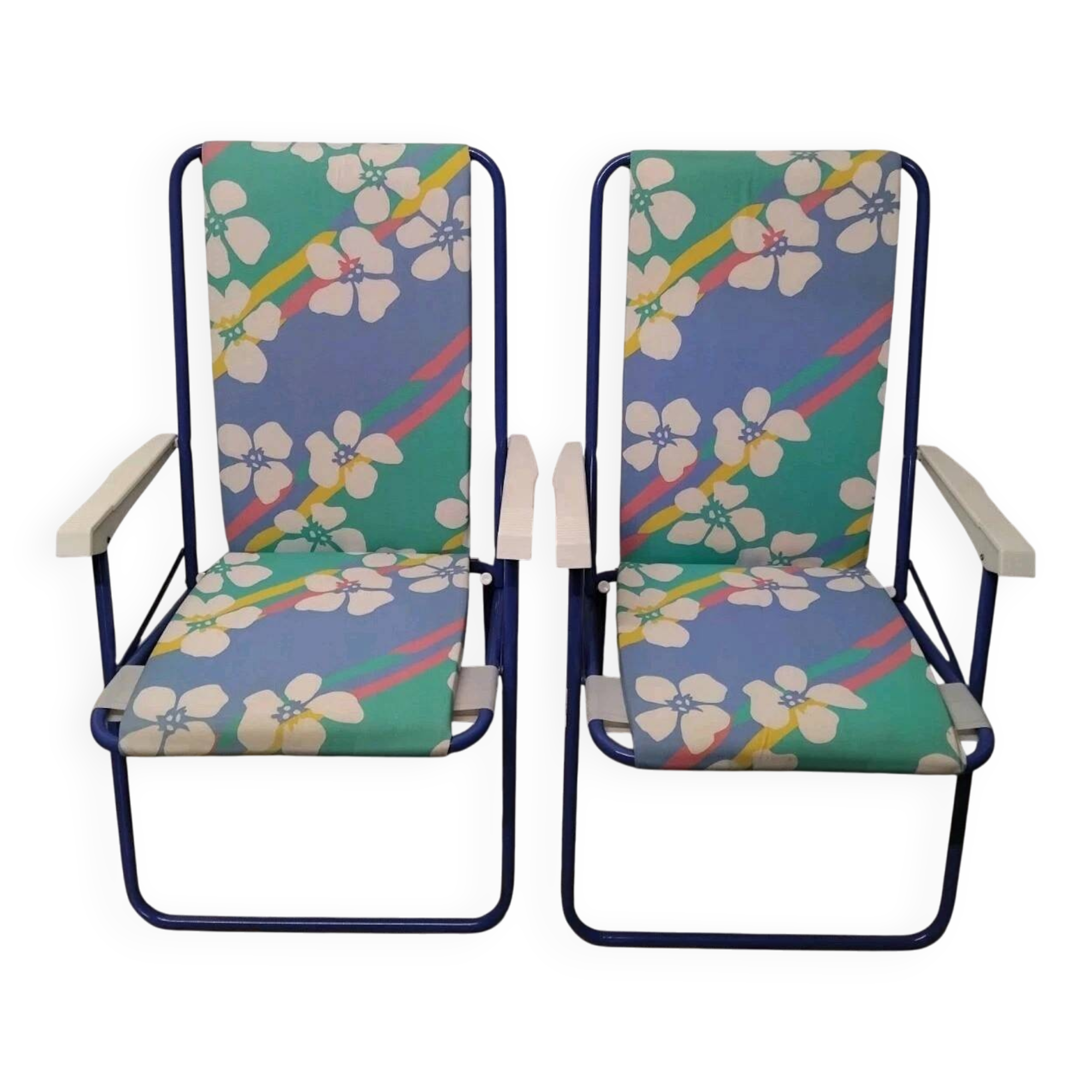 Pair of Vintage Lafuma Folding Camping Chairs