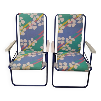 Pair of Vintage Lafuma Folding Camping Chairs