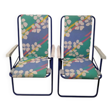 Pair of Vintage Lafuma Folding Camping Chairs