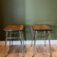 2 vintage beech Formica bedside stools