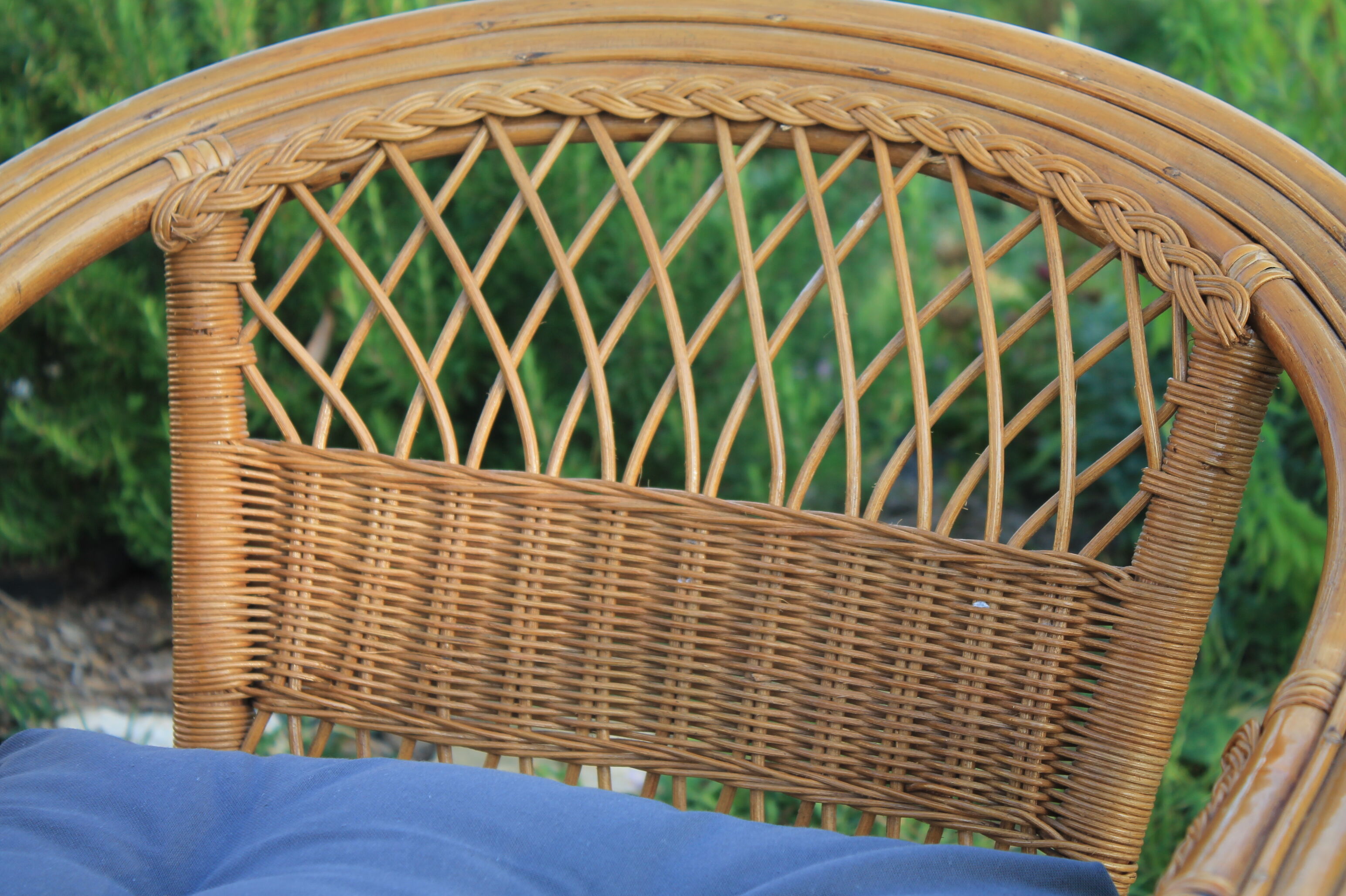 5-piece rattan salon 70/80 year jungle fabric