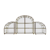 Ensemble de 3 vitrines laiton doré, verre, miroir années 60
