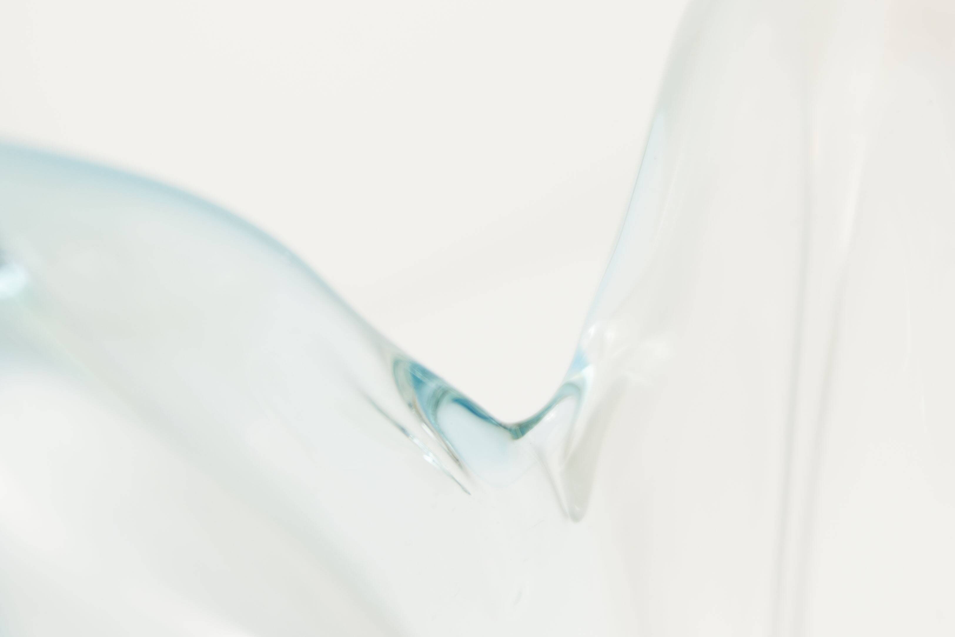 Large Murano vase 1960 transparent white and blue H35.5cm