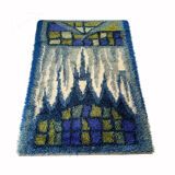 Abstract Scandinavian Multicolor High Pile Rya Rug Carpet, Sweden, 1960s