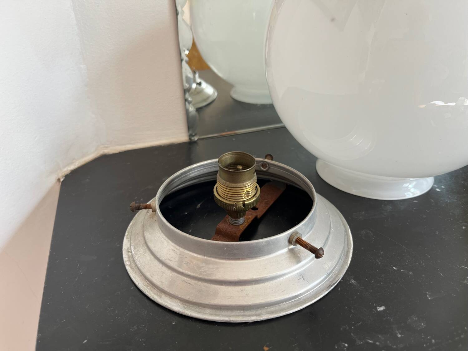 Minimalist white opaline globe