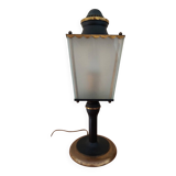 Arlus lamp in black metal, brass and glass circa 1950