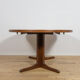 Table à manger ronde en teck extensible des années 1960, Danemark