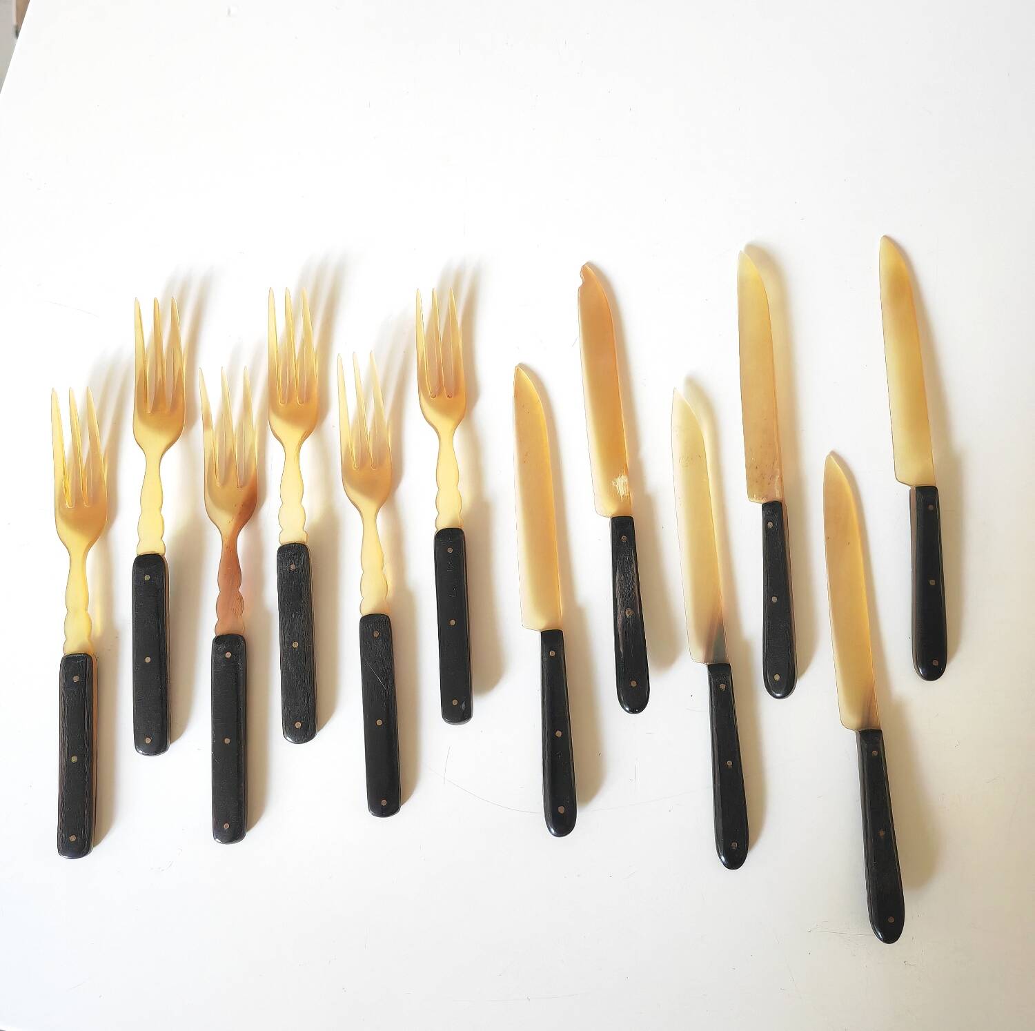 Fruit cutlery in blond and brown horn