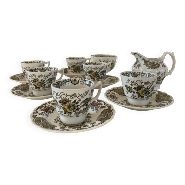 Service à thé Windsor Ridgway Staffordshire faïence anglaise, 6 tasses