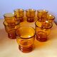 Set of eight amber glasses, Pernod 1970
