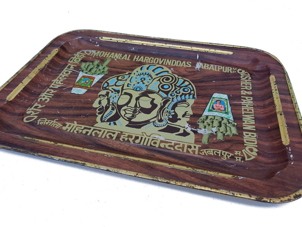 Plateau Met-al Advertising Sher - Pahelwan Bidi Vintage India