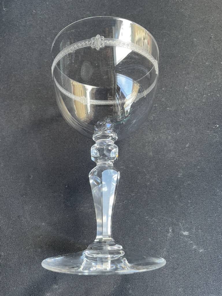 6 water glasses in light blown, cut and guilloché crystal