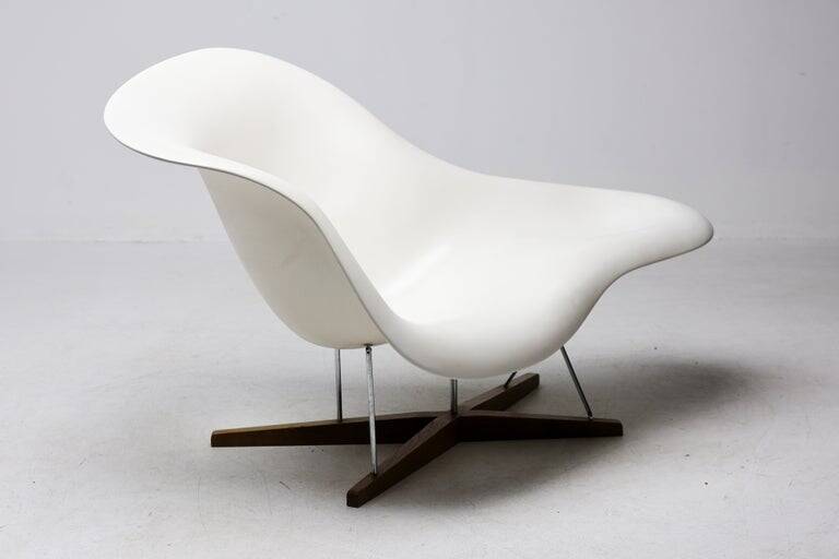 Early 2001 Vitra Eames La Chaise – Labeled, Sculptural Bone-White Patina