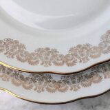 10 white and gold porcelain dinner plates
