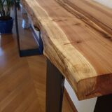 redwood console with steel foot