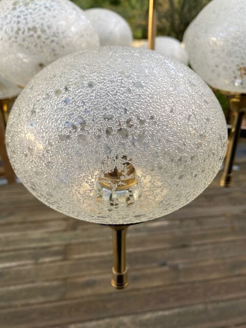 Lustre doré 8 globes vintage 1970