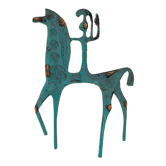 Statue vintage en laiton, cheval étrusque Grèce