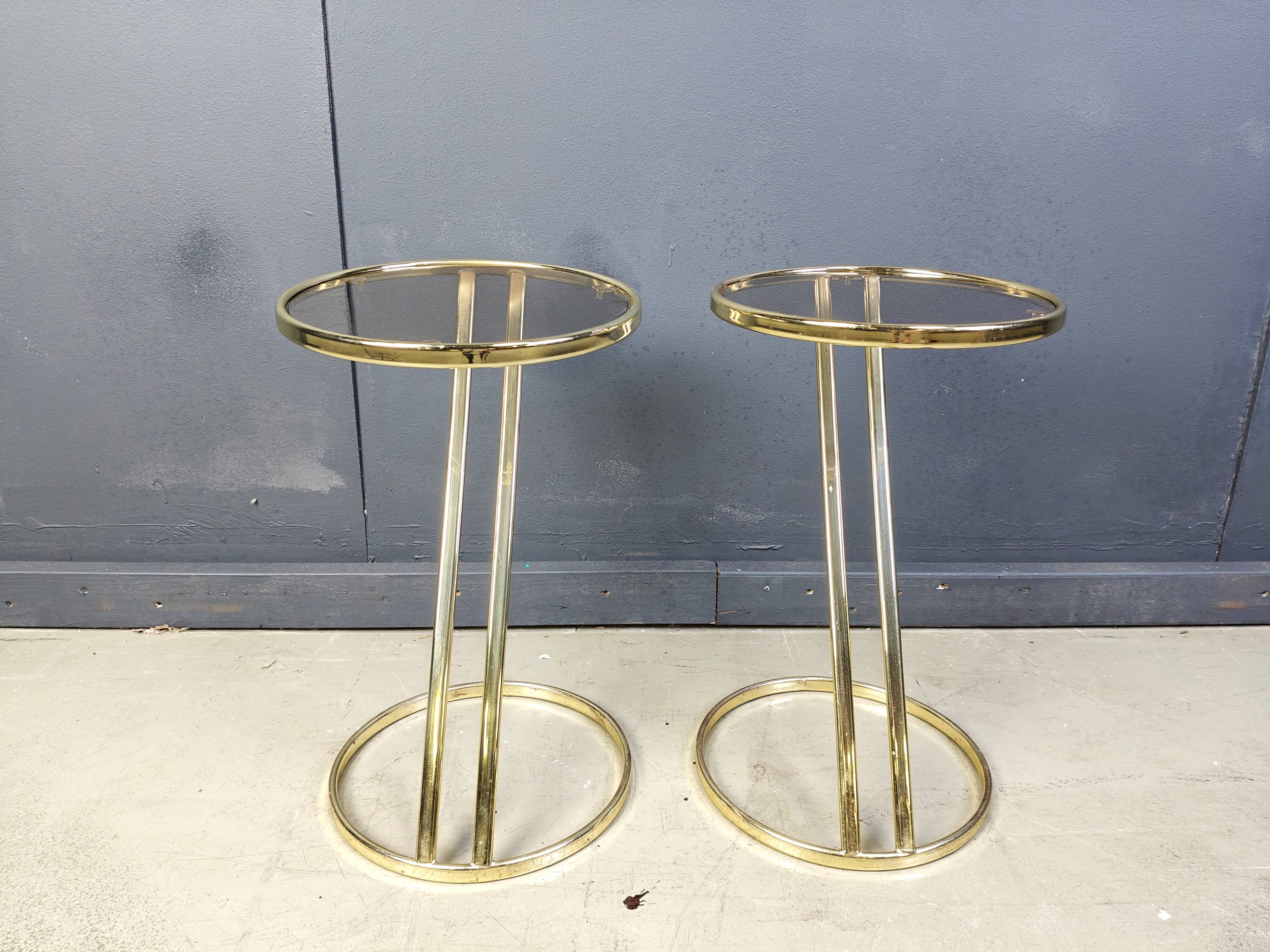 Vintage brass side tables - set of 2, 1970s