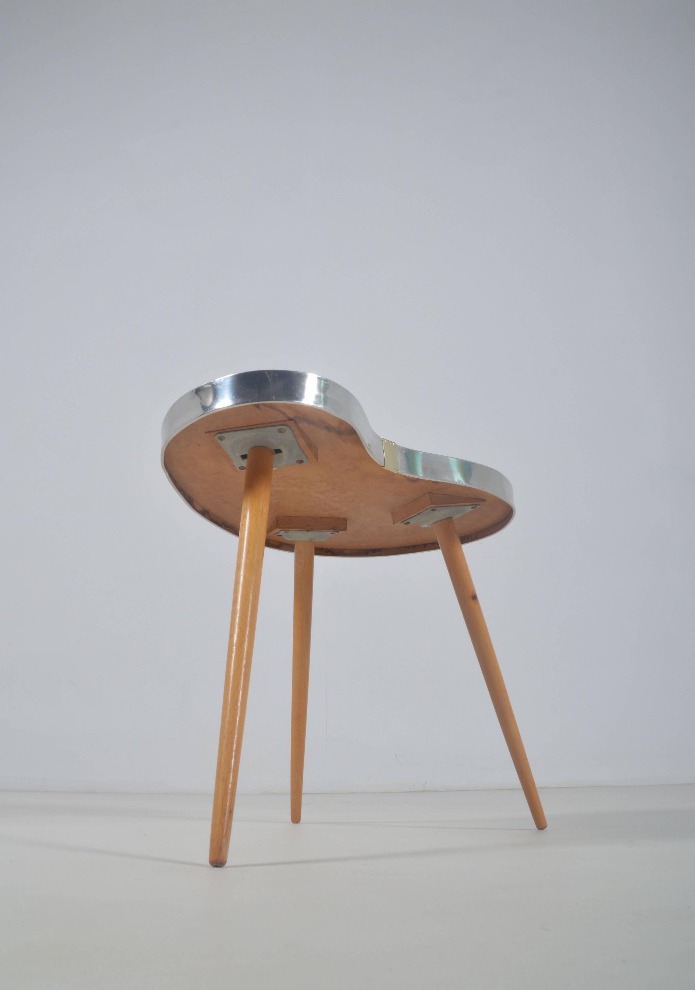 Kidney-shaped vintage side table with handmade ray pattern, 1960s