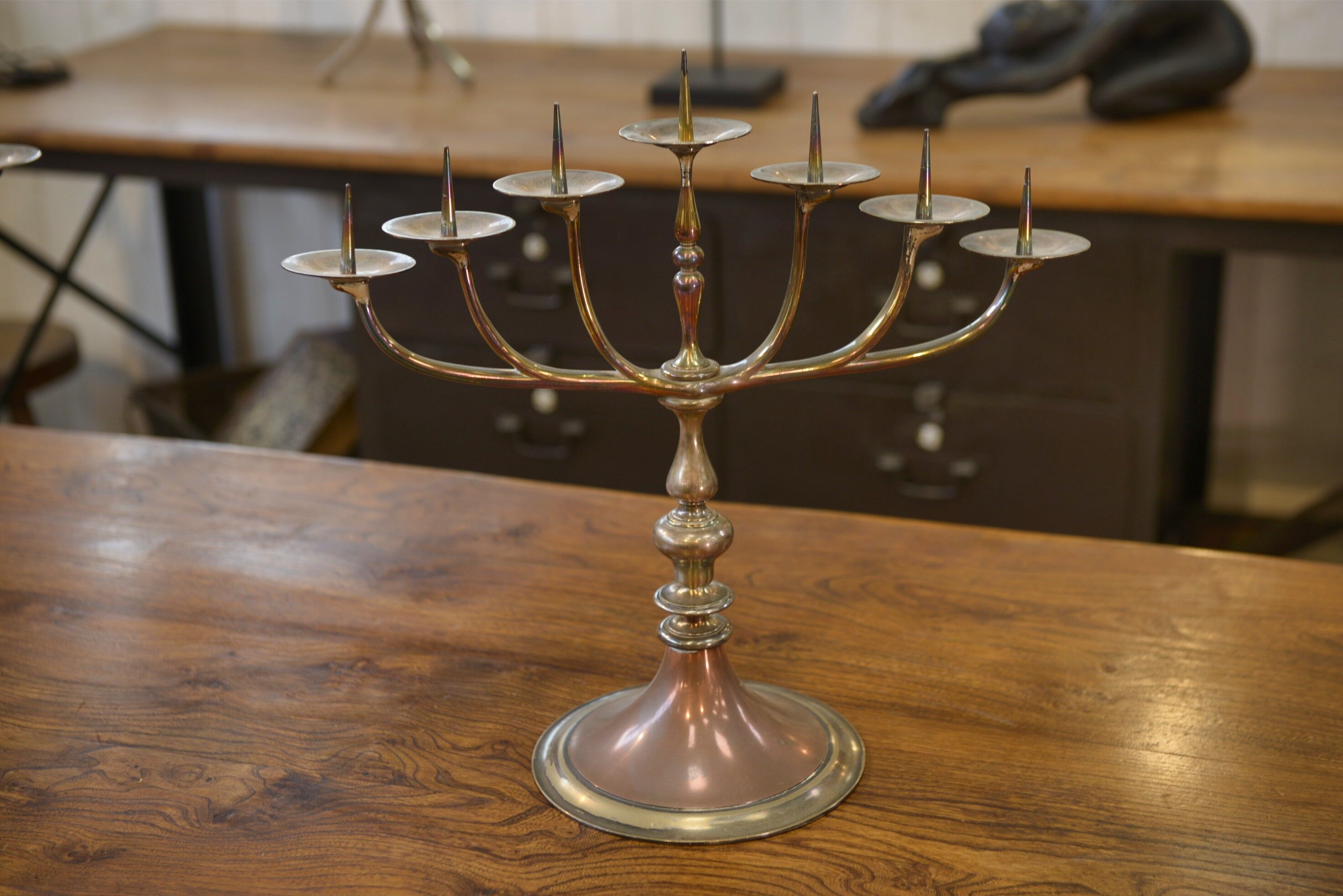 Pair of brass and copper candlesticks 1950s