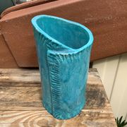 Vintage blue soliflore ceramic vase signed AI