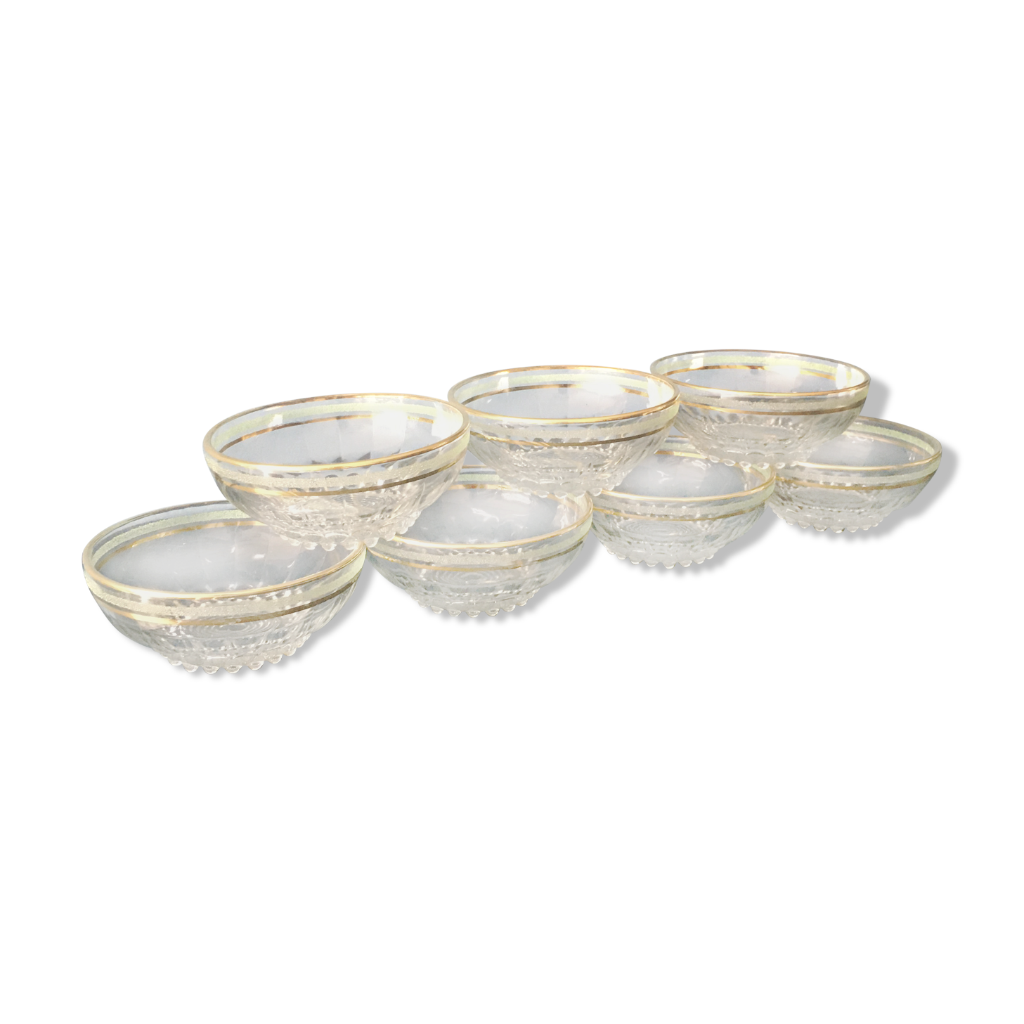 7 gold and green edged glass cup