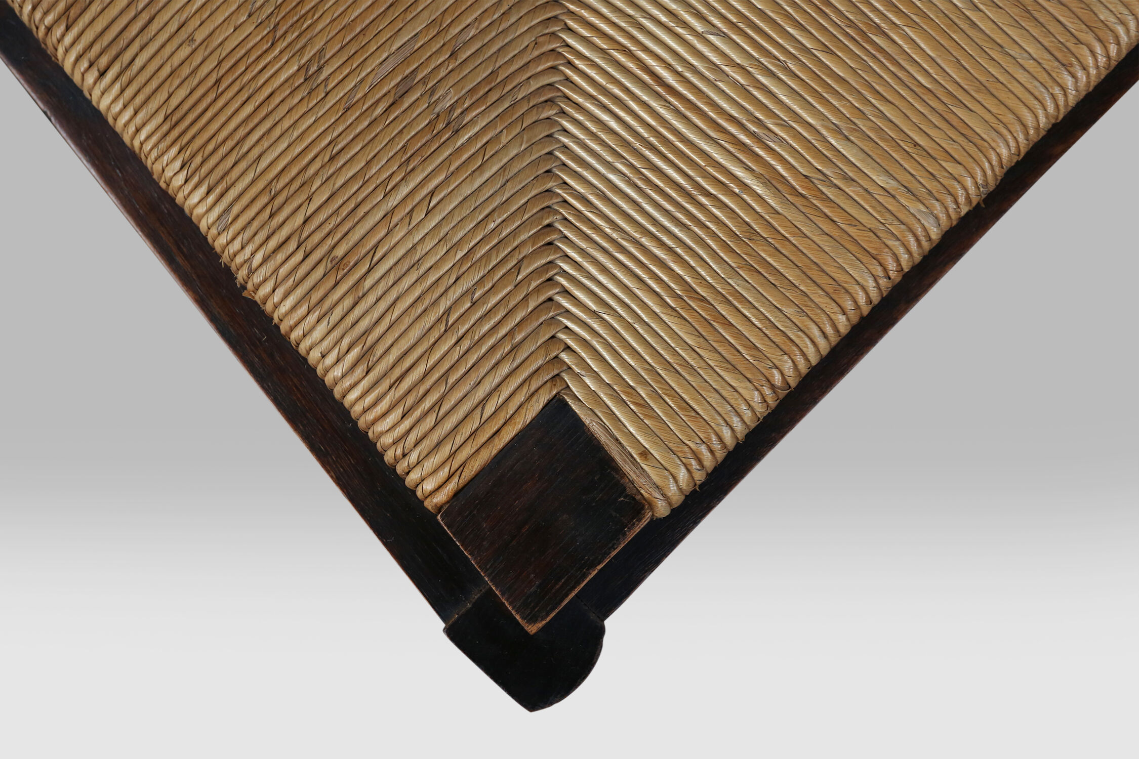 Set of six oak an wicker dining chairs by Victor Courtray