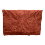 Nappe drap rideau lin ancien brodé main teint