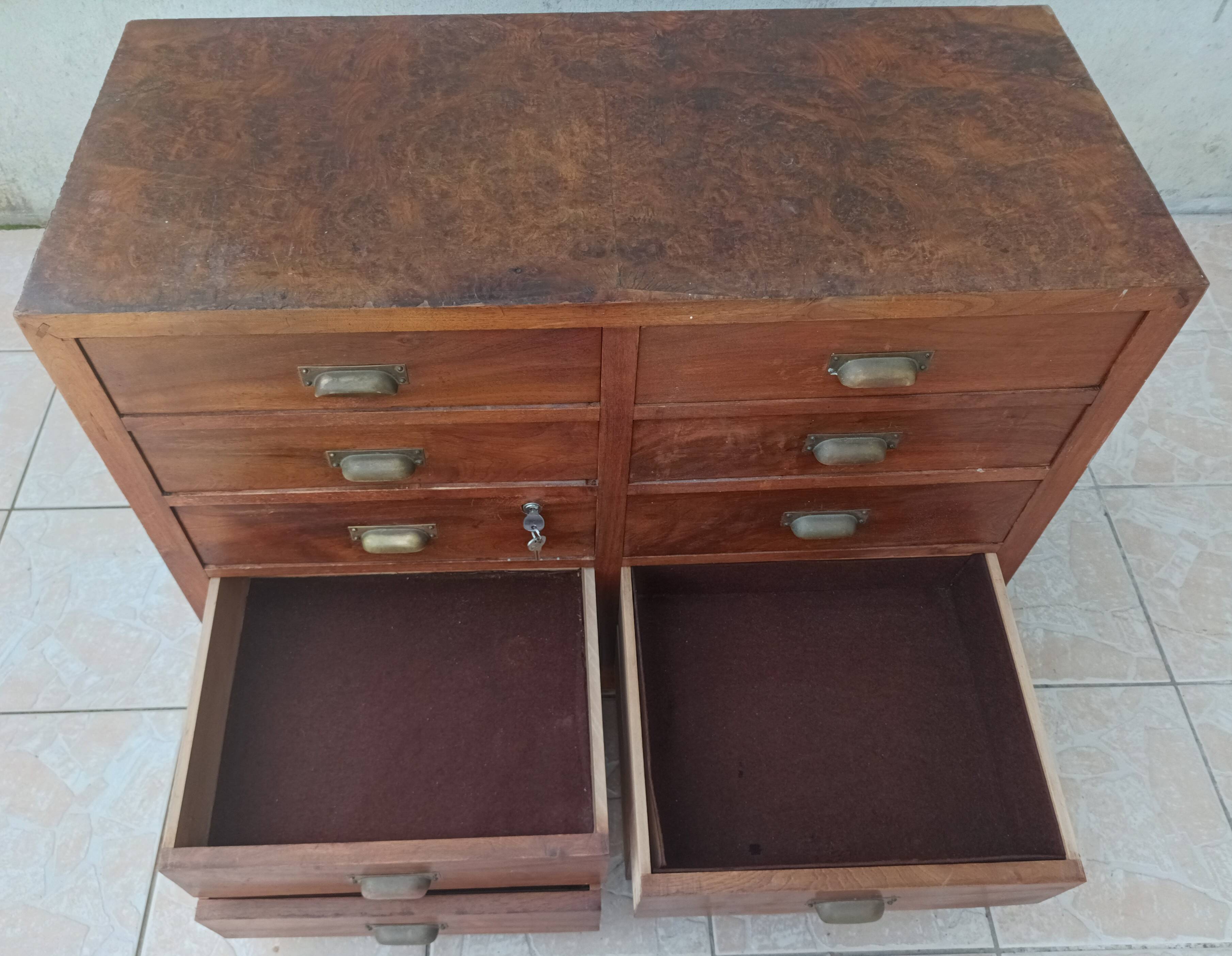 Meuble de métier 10 tiroirs en noyer